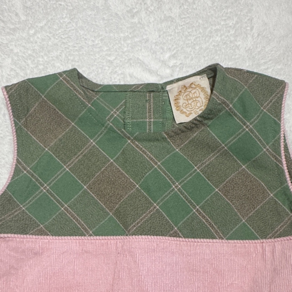 EUC The Beaufort Bonnet Co. pink & green plaid cord bottom jumper size 6 - Picture 3 of 3